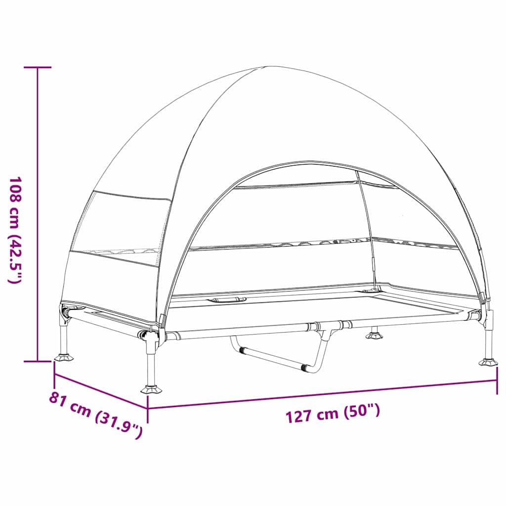 vidaXL Podnóżka dla psa Jasnoszary 127 x 81 x 108 cm Tkanina i Stal
