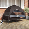 vidaXL Podnóżka dla psa Brązowy 127 x 81 x 108 cm Tkanina i Stal