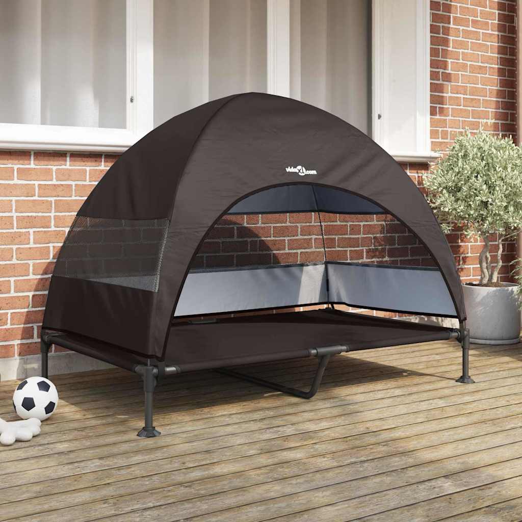 vidaXL Podnóżka dla psa Brązowy 127 x 81 x 108 cm Tkanina i Stal