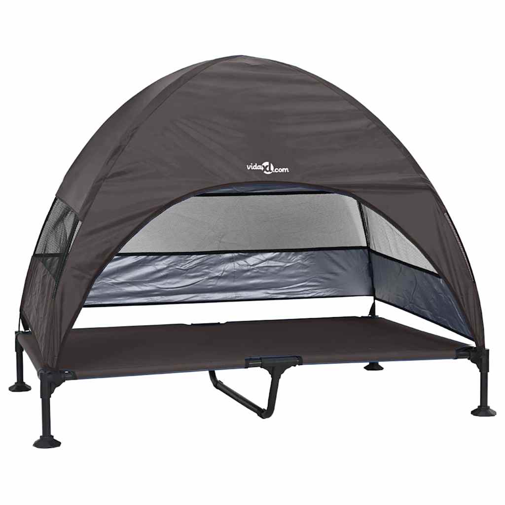 vidaXL Podnóżka dla psa Brązowy 127 x 81 x 108 cm Tkanina i Stal