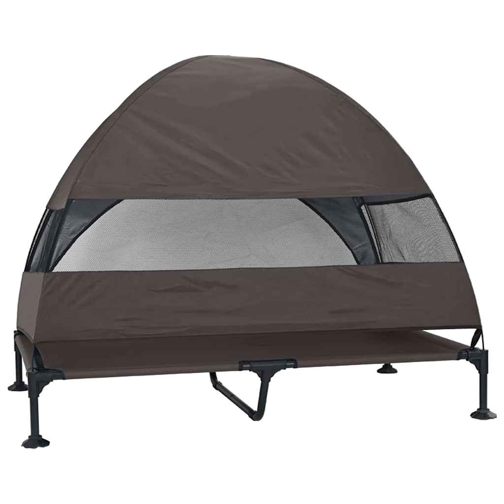 vidaXL Podnóżka dla psa Brązowy 127 x 81 x 108 cm Tkanina i Stal
