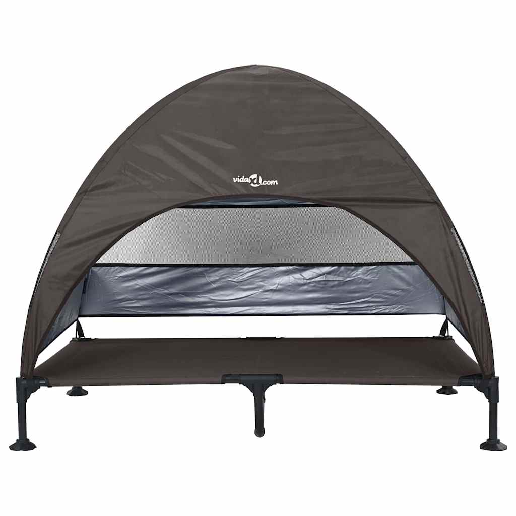 vidaXL Podnóżka dla psa Brązowy 127 x 81 x 108 cm Tkanina i Stal