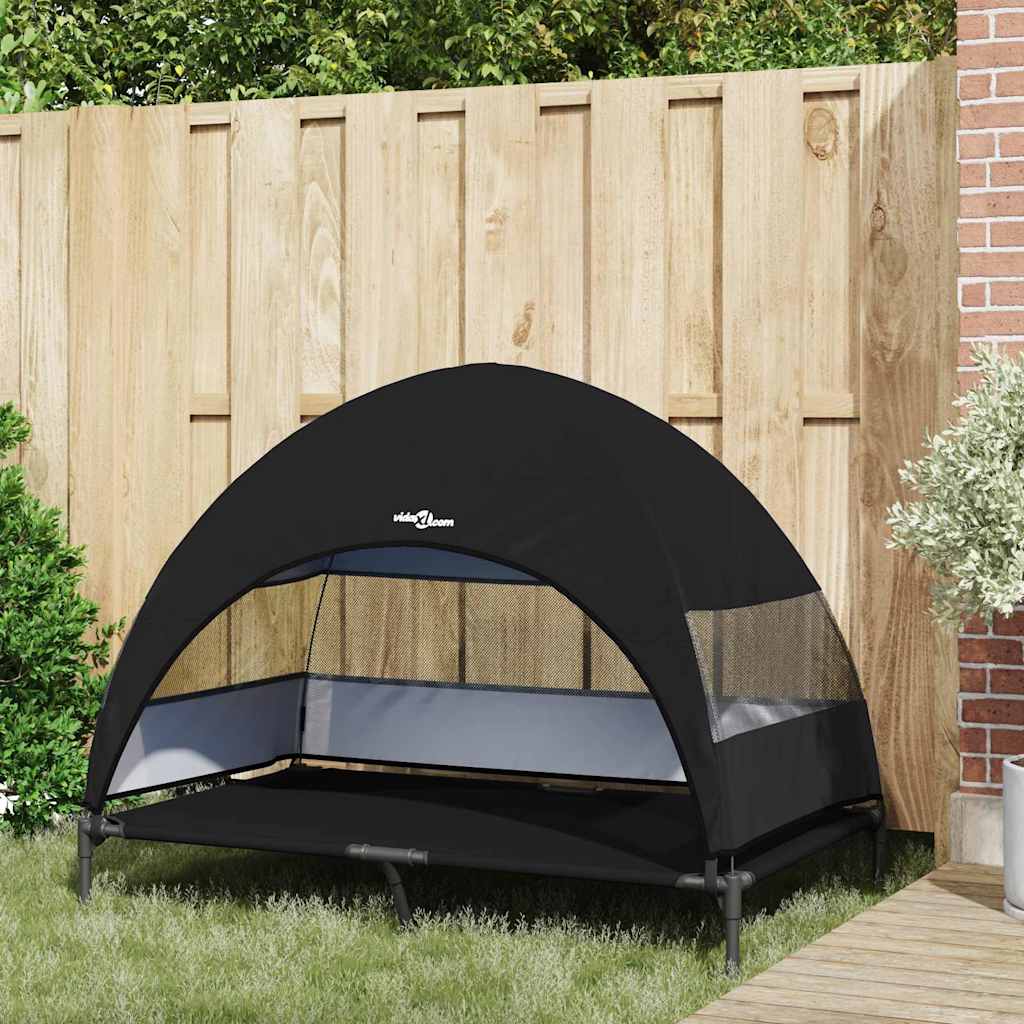 vidaXL Podnóżka dla psa Czarny 127 x 81 x 108 cm Tkanina i Stal