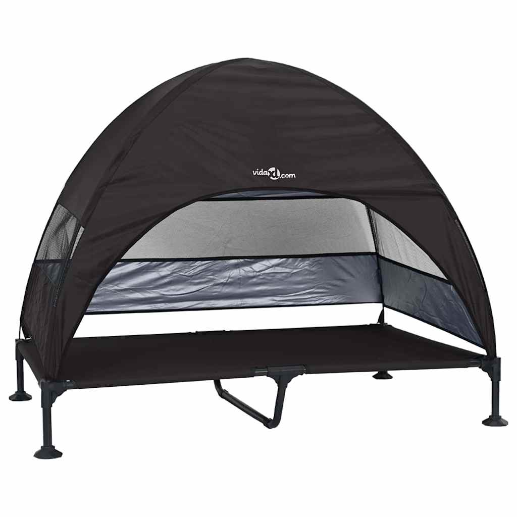 vidaXL Podnóżka dla psa Czarny 127 x 81 x 108 cm Tkanina i Stal
