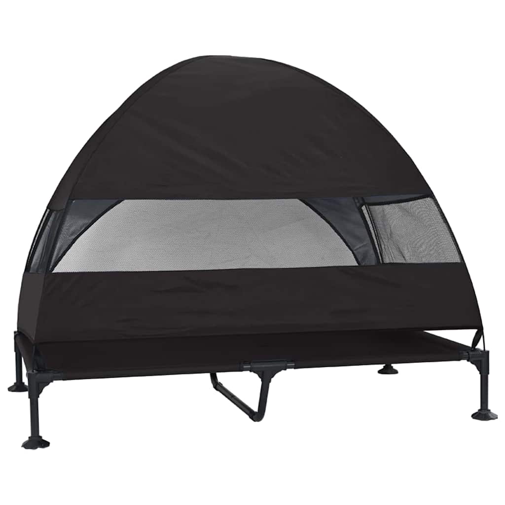 vidaXL Podnóżka dla psa Czarny 127 x 81 x 108 cm Tkanina i Stal