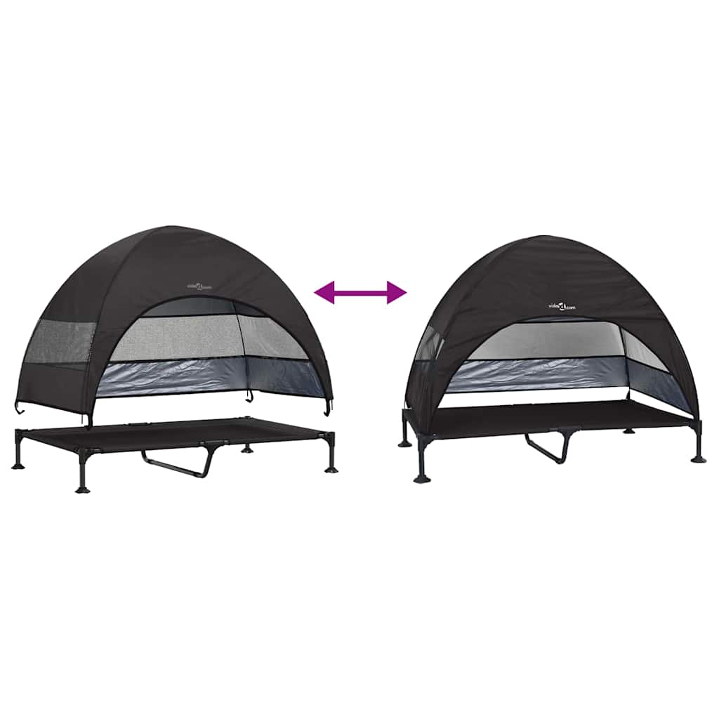 vidaXL Podnóżka dla psa Czarny 127 x 81 x 108 cm Tkanina i Stal