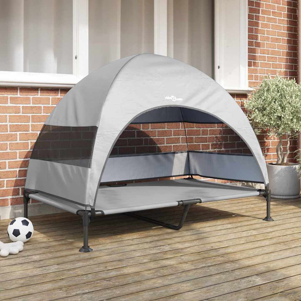 vidaXL Podnóżka dla psa Srebrnoszary 127 x 81 x 108 cm Tkanina i Stal