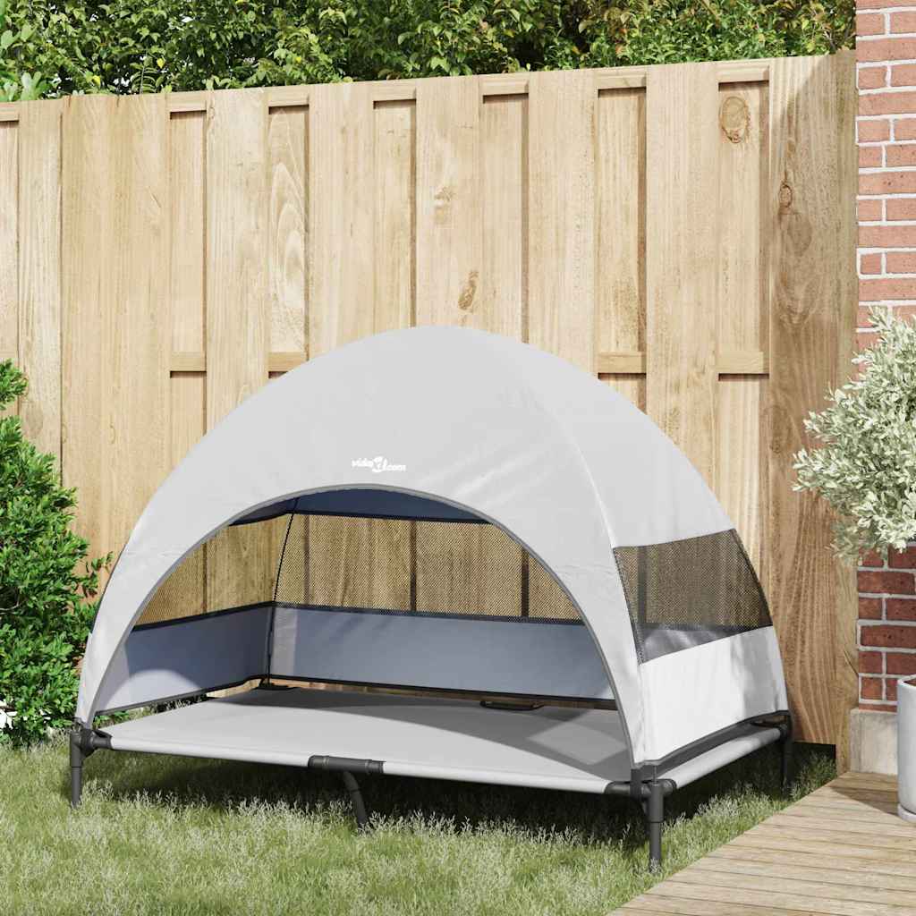 vidaXL Podnóżka dla psa Srebrnoszary 127 x 81 x 108 cm Tkanina i Stal