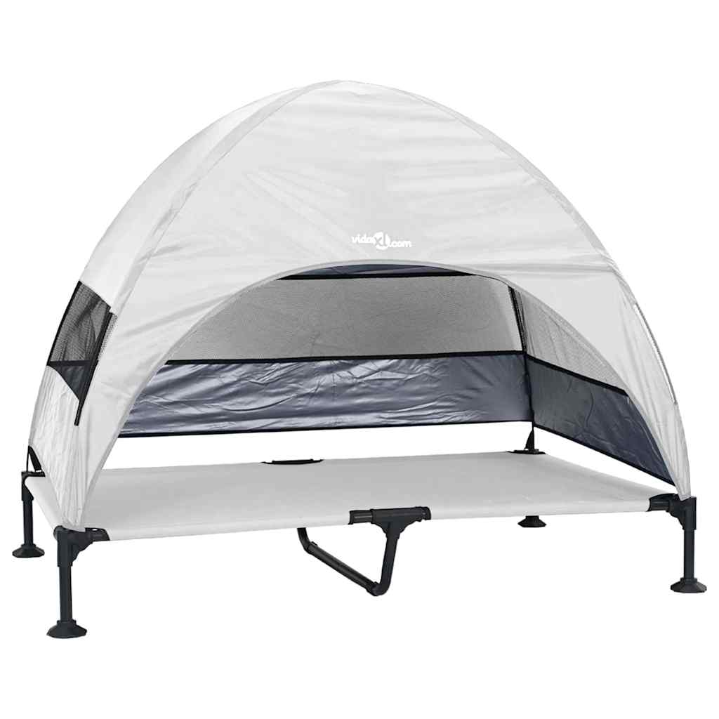 vidaXL Podnóżka dla psa Srebrnoszary 127 x 81 x 108 cm Tkanina i Stal