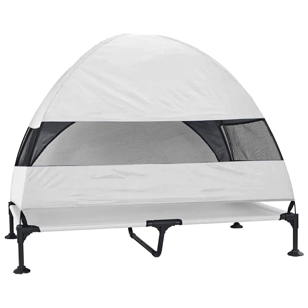 vidaXL Podnóżka dla psa Srebrnoszary 127 x 81 x 108 cm Tkanina i Stal