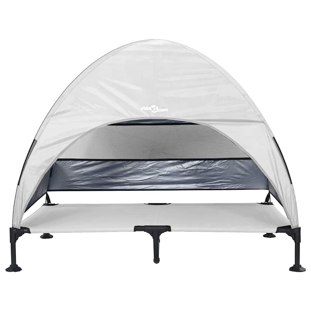 vidaXL Podnóżka dla psa Srebrnoszary 127 x 81 x 108 cm Tkanina i Stal