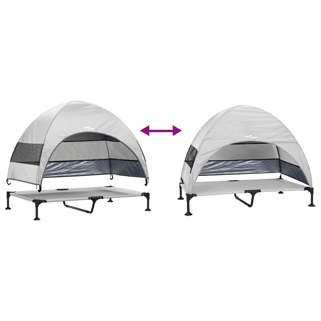 vidaXL Podnóżka dla psa Srebrnoszary 127 x 81 x 108 cm Tkanina i Stal
