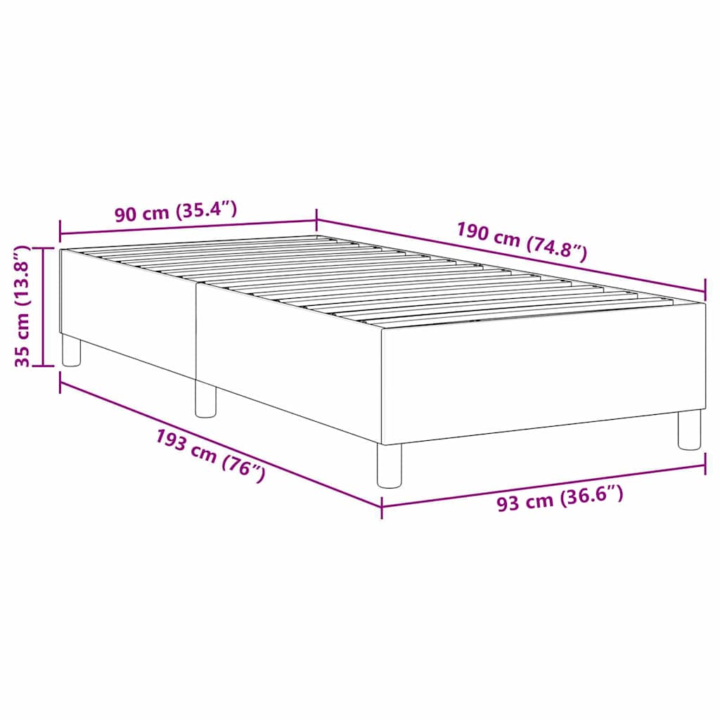 vidaXL Rama łóżka platformy Kremowy 90 x 190 cm Tkanina sztruksowa