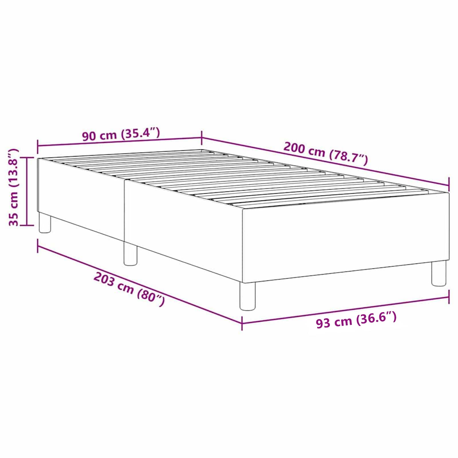 vidaXL Rama łóżka platformy Niebieski 90 x 200 cm Tkanina sztruksowa