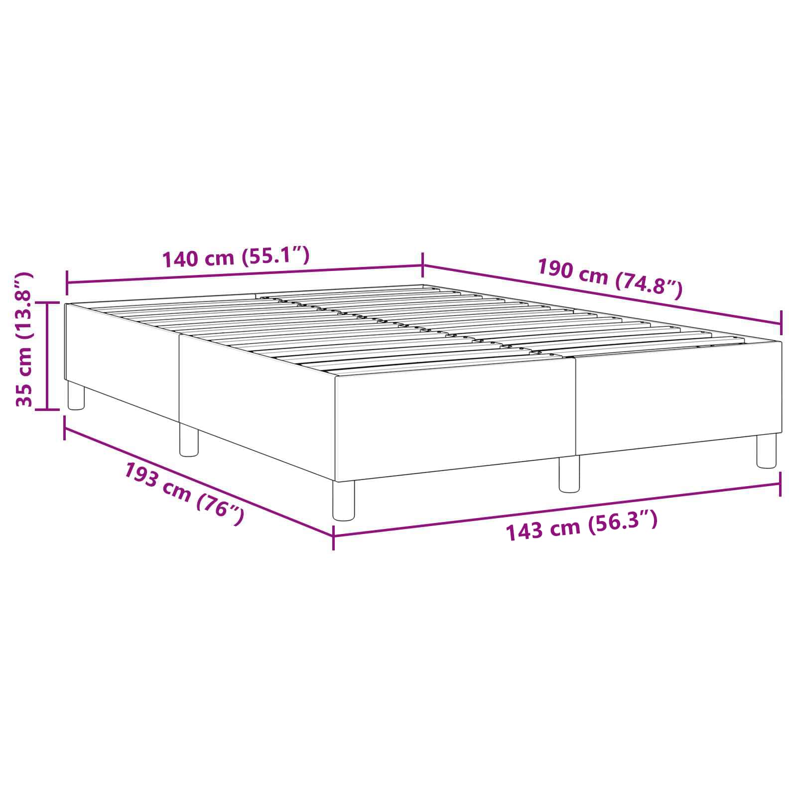 vidaXL Rama łóżka platformy Jasnoszary 140 x 190 cm Tkanina sztruksowa