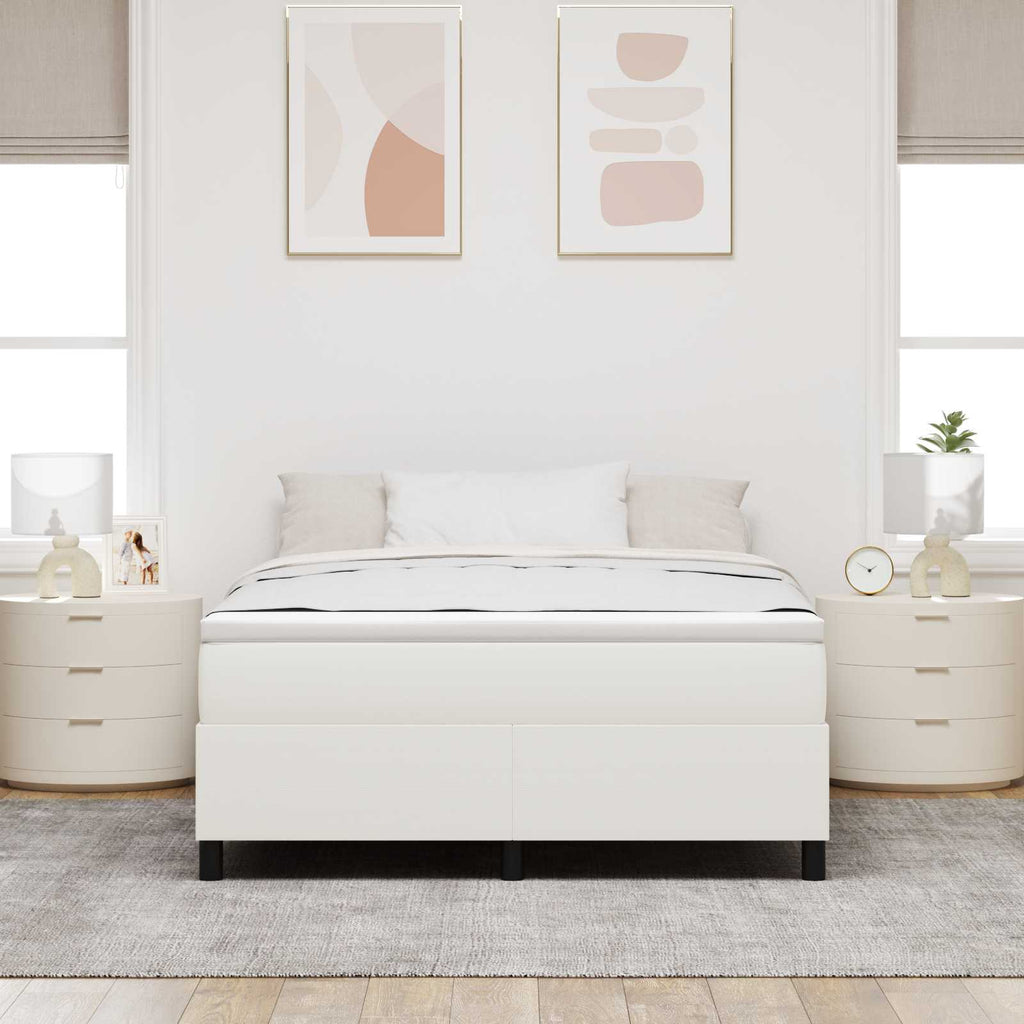 vidaXL Rama łóżka platformy Kremowy 140 x 200 cm Tkanina sztruksowa