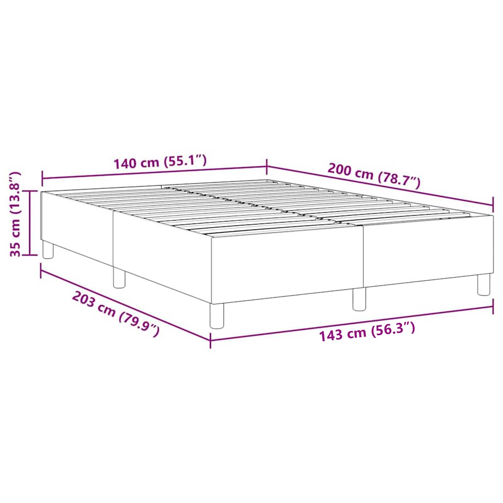 vidaXL Rama łóżka platformy Kremowy 140 x 200 cm Tkanina sztruksowa