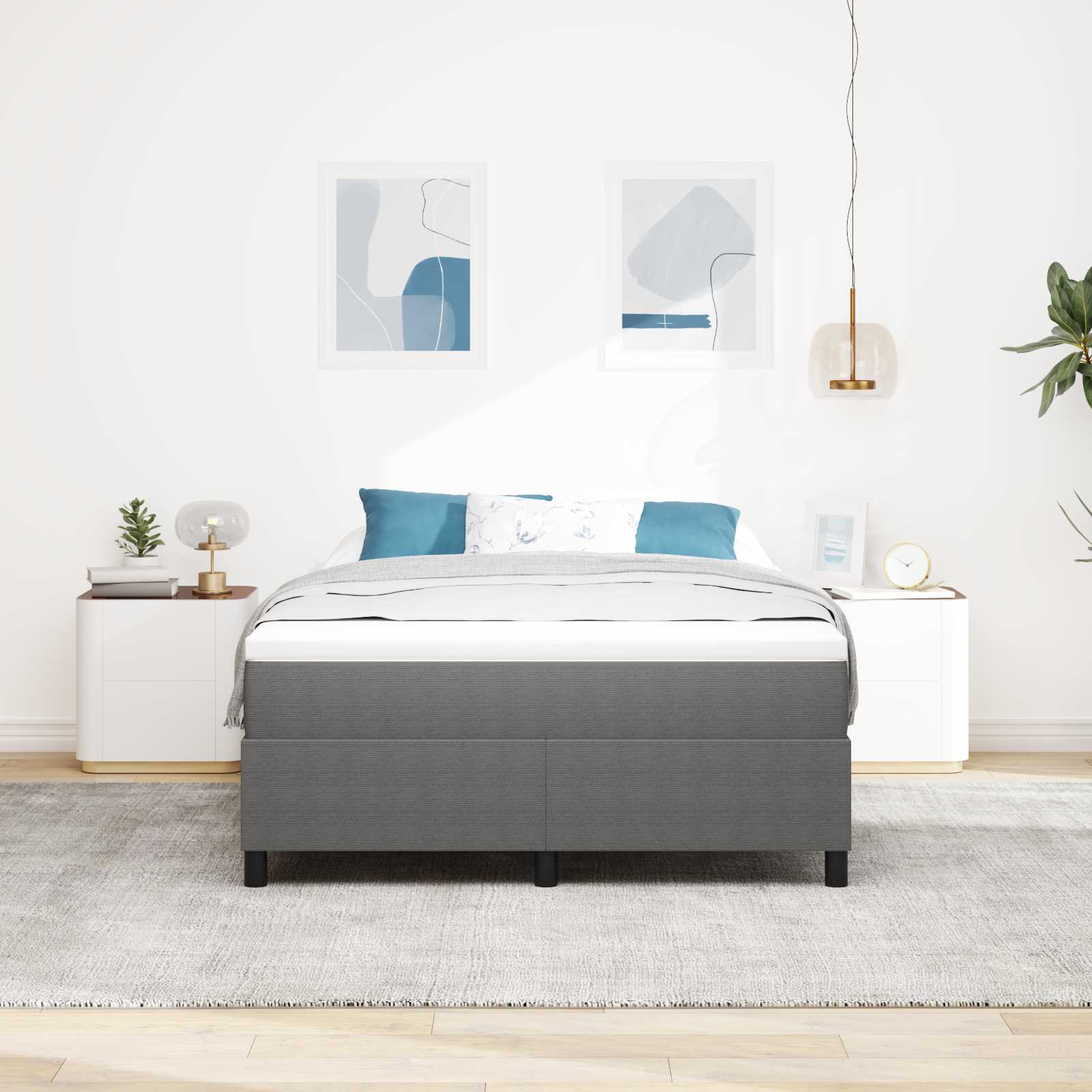 vidaXL Rama łóżka platformy Jasnoszary 160 x 200 cm Tkanina sztruksowa
