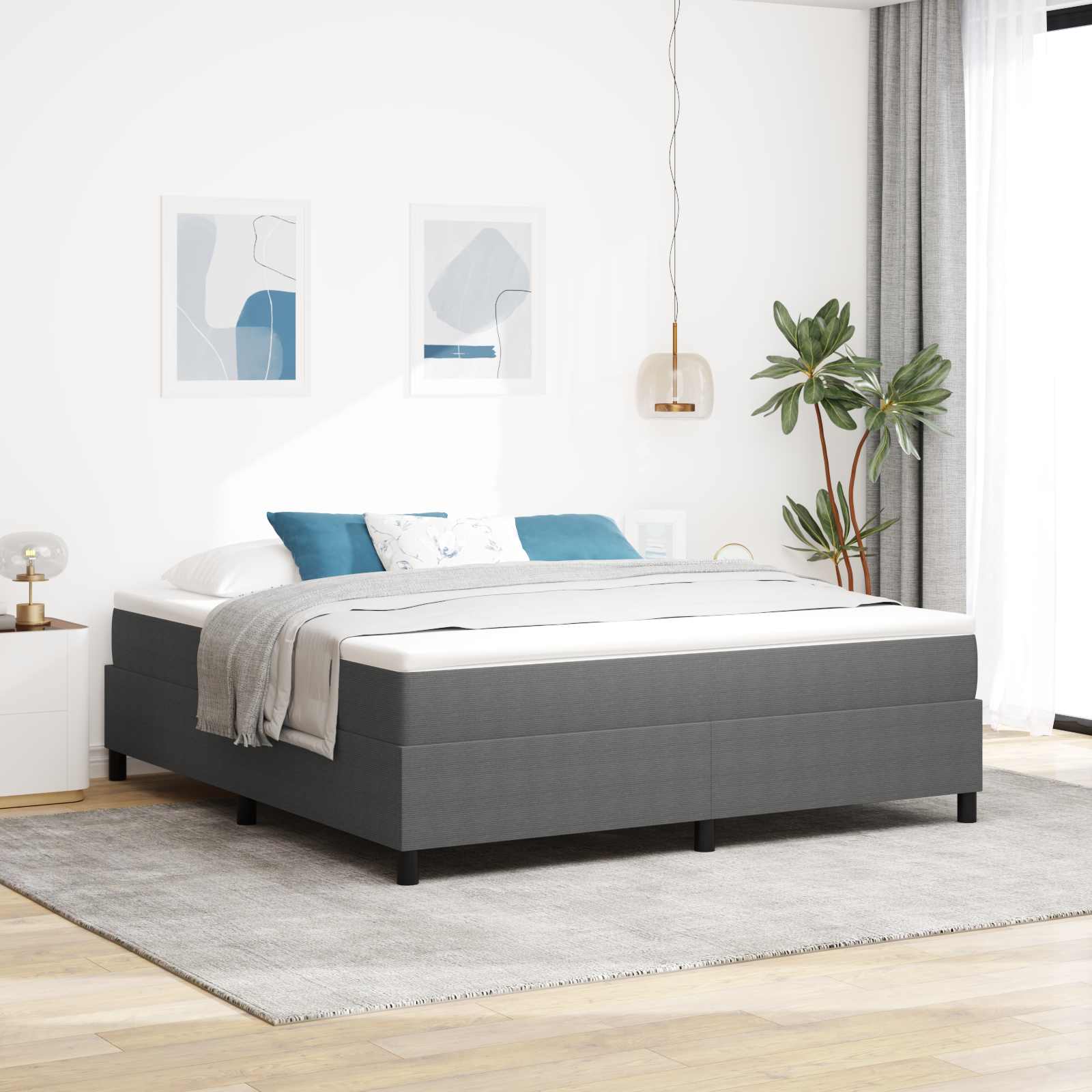 vidaXL Rama łóżka platformy Jasnoszary 180 x 200 cm Tkanina sztruksowa