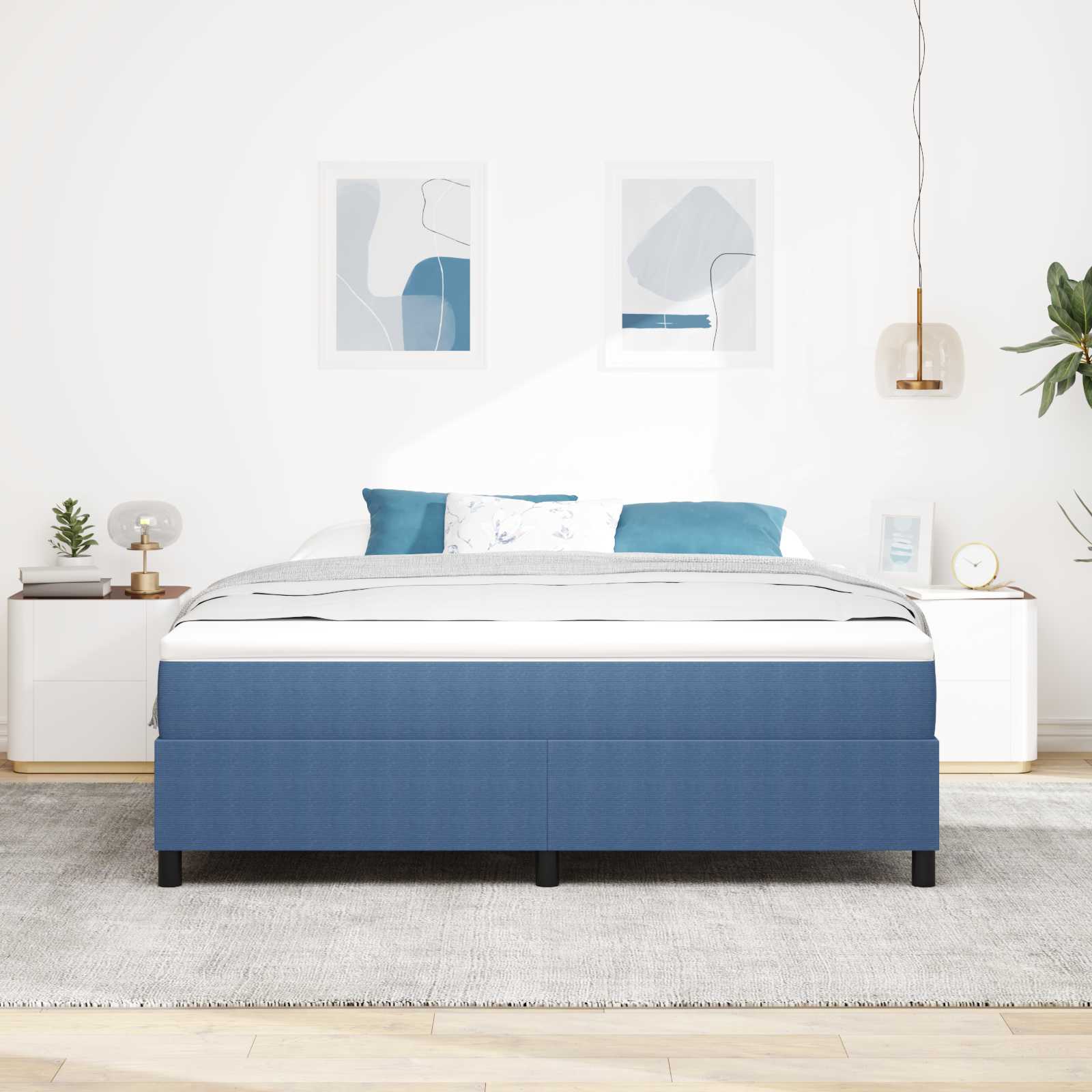 vidaXL Rama łóżka platformy Niebieski 180 x 200 cm Tkanina sztruksowa