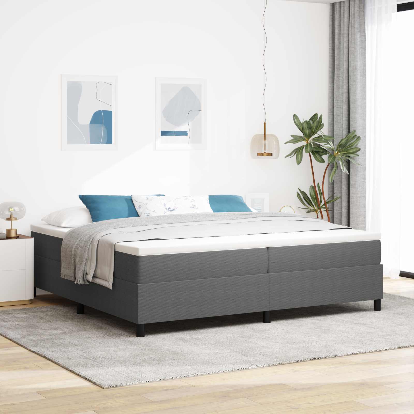 vidaXL Rama łóżka platformy Jasnoszary 200 x 200 cm Tkanina sztruksowa
