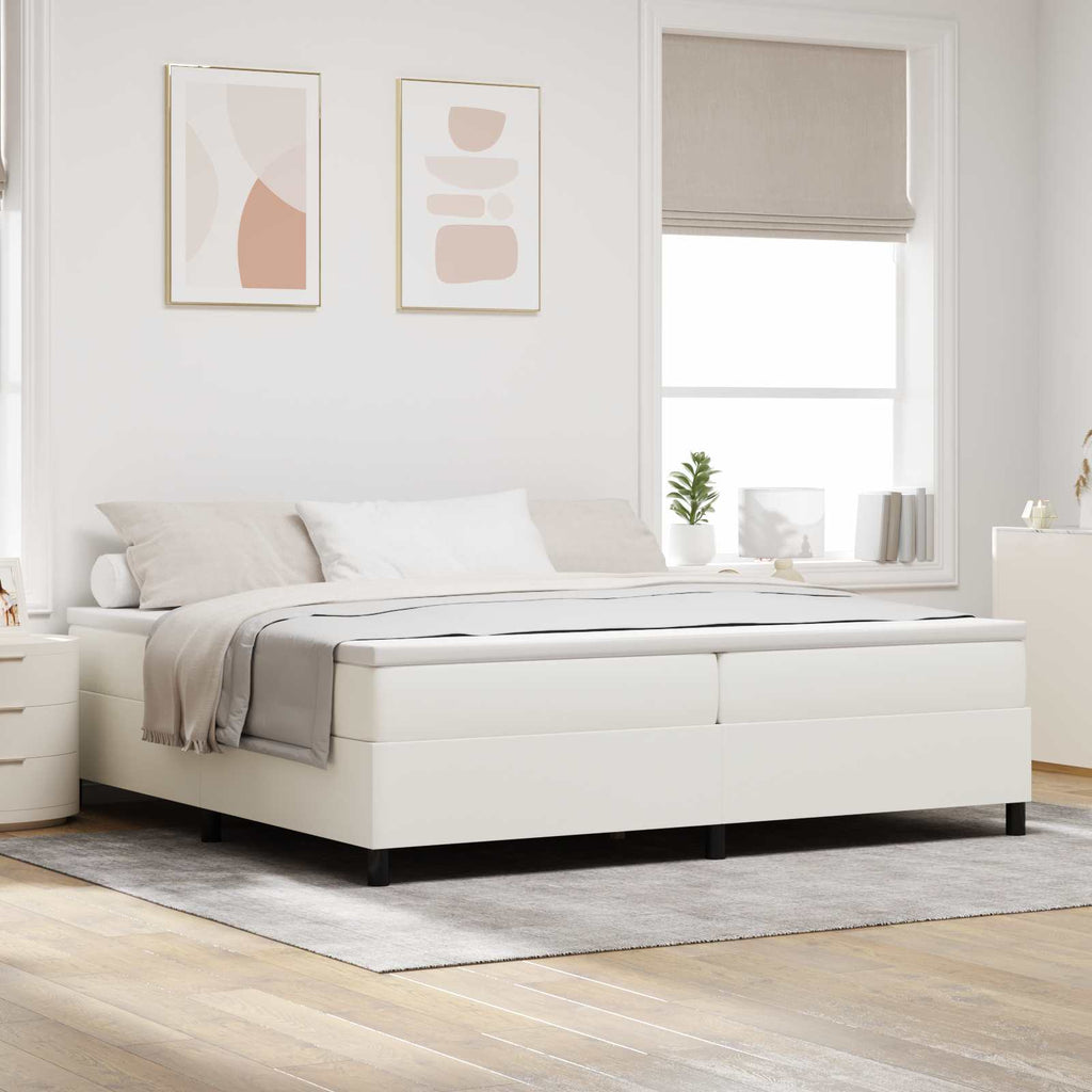 vidaXL Rama łóżka platformy Kremowy 200 x 200 cm Tkanina sztruksowa