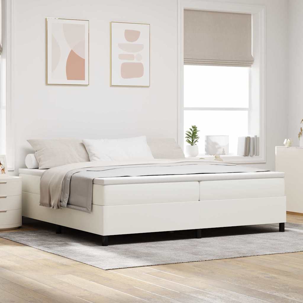 vidaXL Łóżko sprężynowe Kremowy i Biały 200 x 200 cm