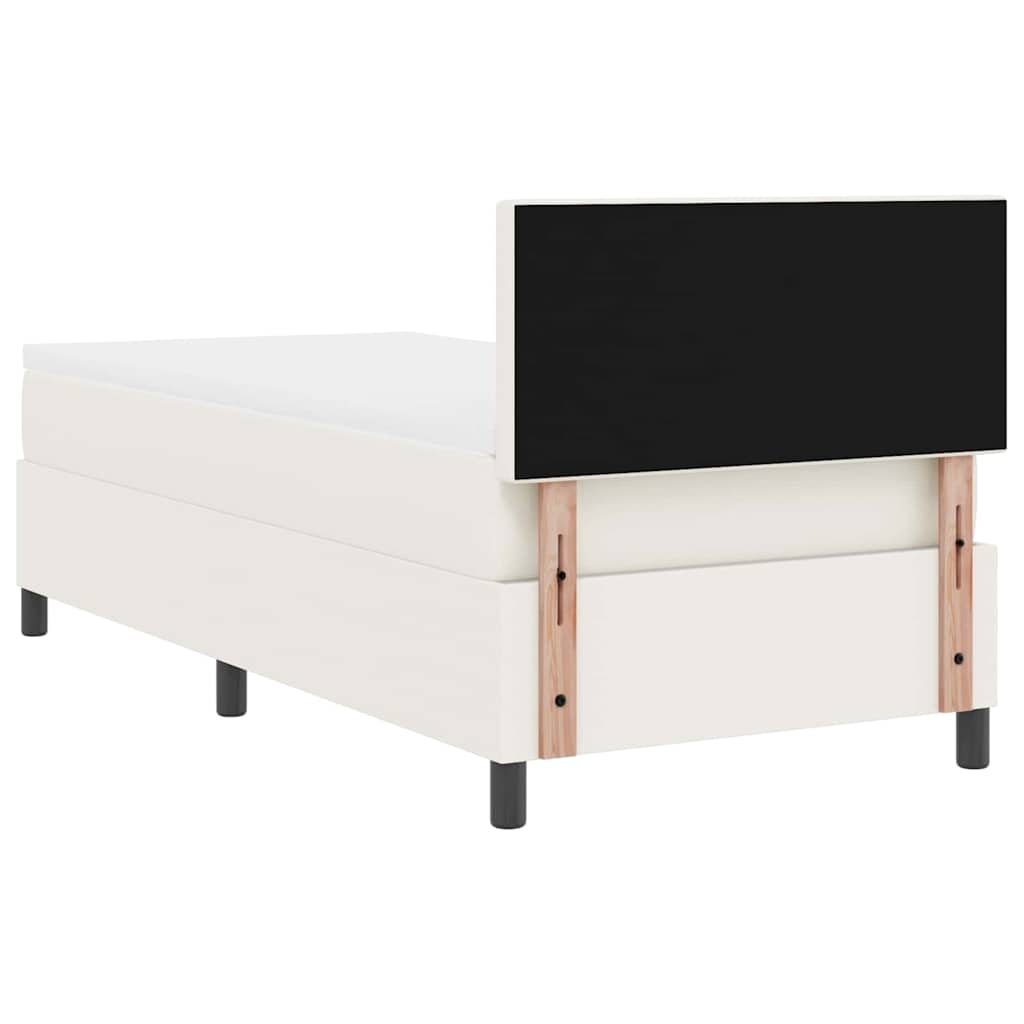 vidaXL Łóżko sprężynowe Z zagłówkiem Kremowy i Biały 100 x 200 cm