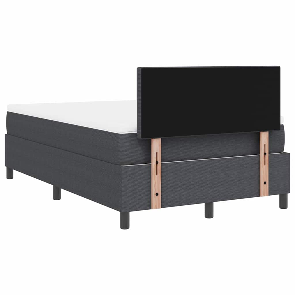 vidaXL Łóżko sprężynowe Z zagłówkiem Ciemnoszary i biały 120 x 190 cm
