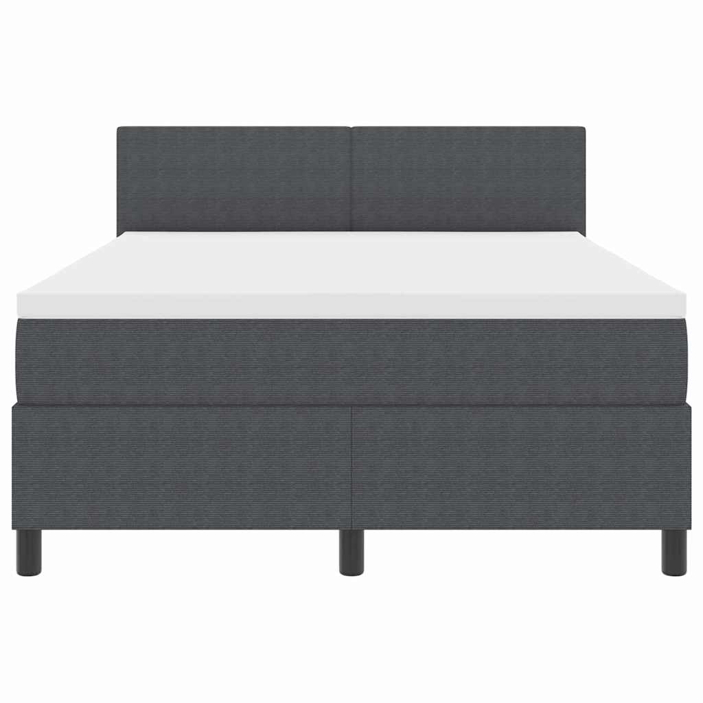 vidaXL Łóżko sprężynowe Z zagłówkiem Ciemnoszary i biały 140 x 190 cm