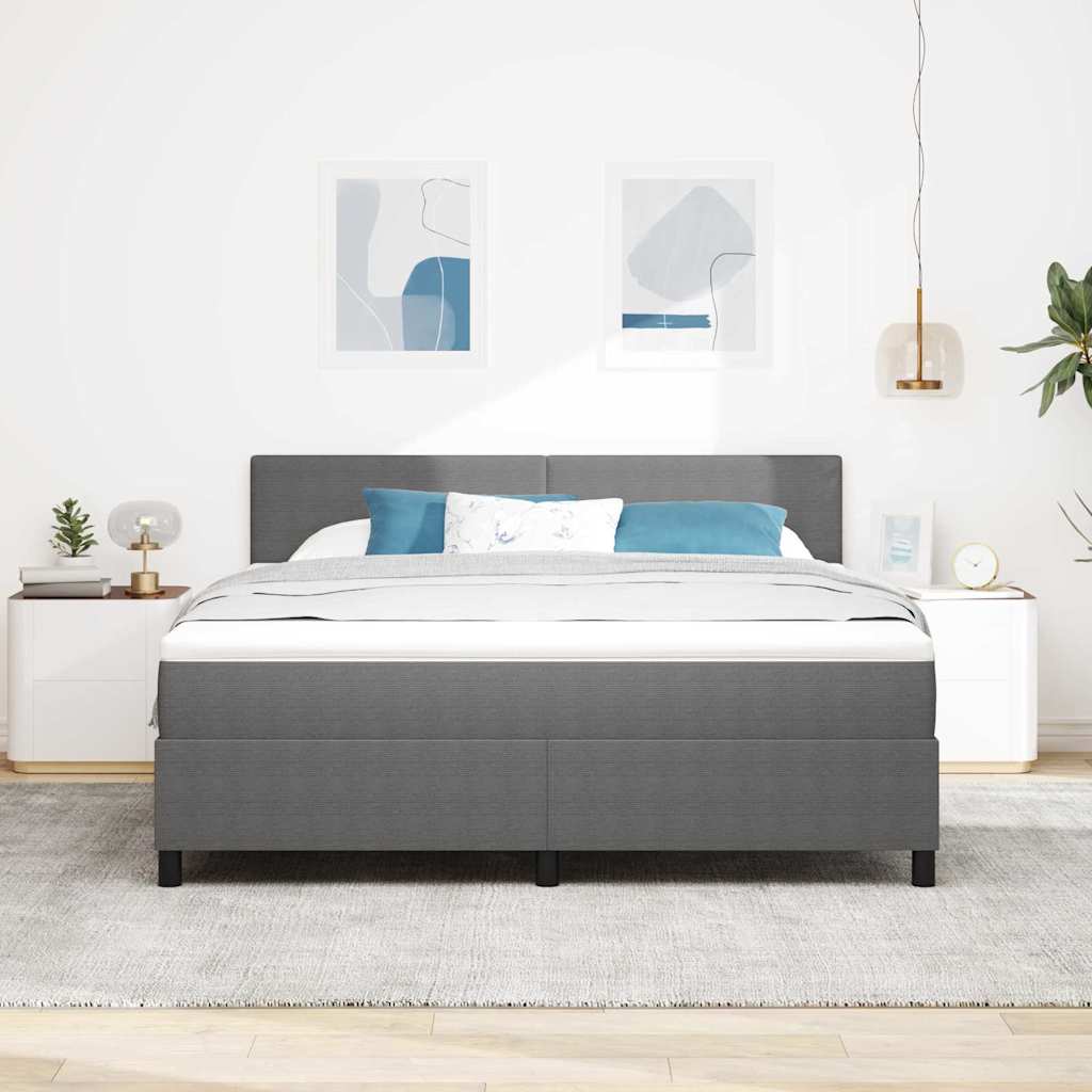 vidaXL Łóżko sprężynowe Z zagłówkiem Jasnoszary i biały. 180 x 200 cm
