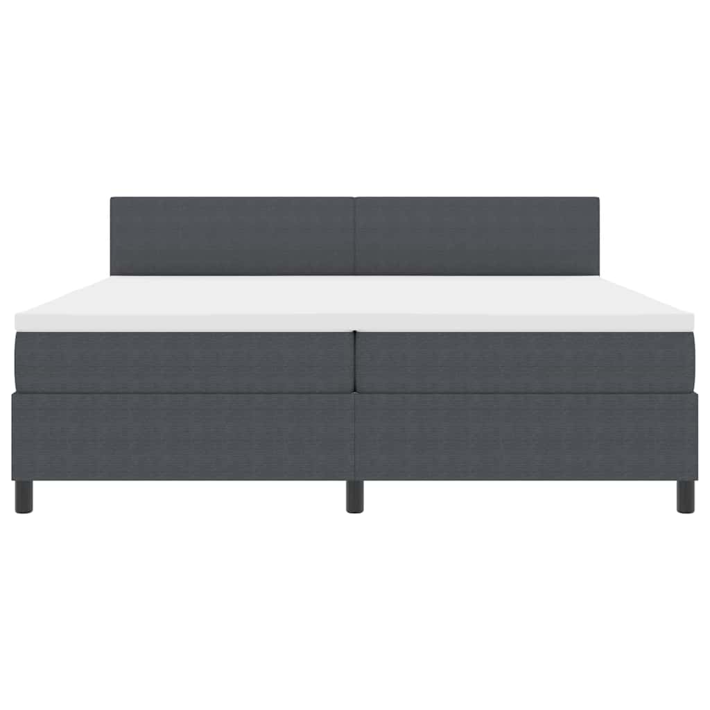 vidaXL Łóżko sprężynowe Z zagłówkiem Ciemnoszary i biały 200 x 200 cm