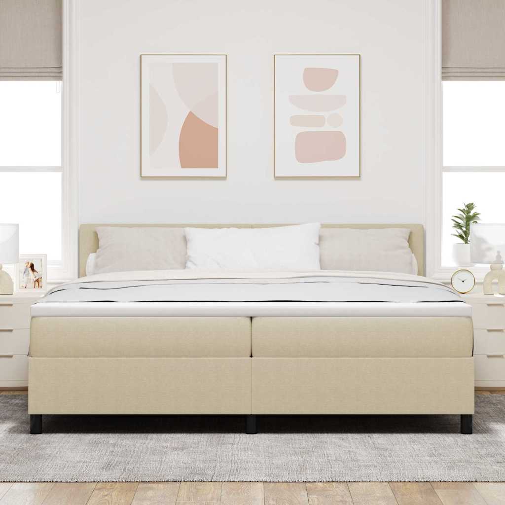 vidaXL Łóżko sprężynowe Z zagłówkiem Jasnoszary i biały. 200 x 200 cm