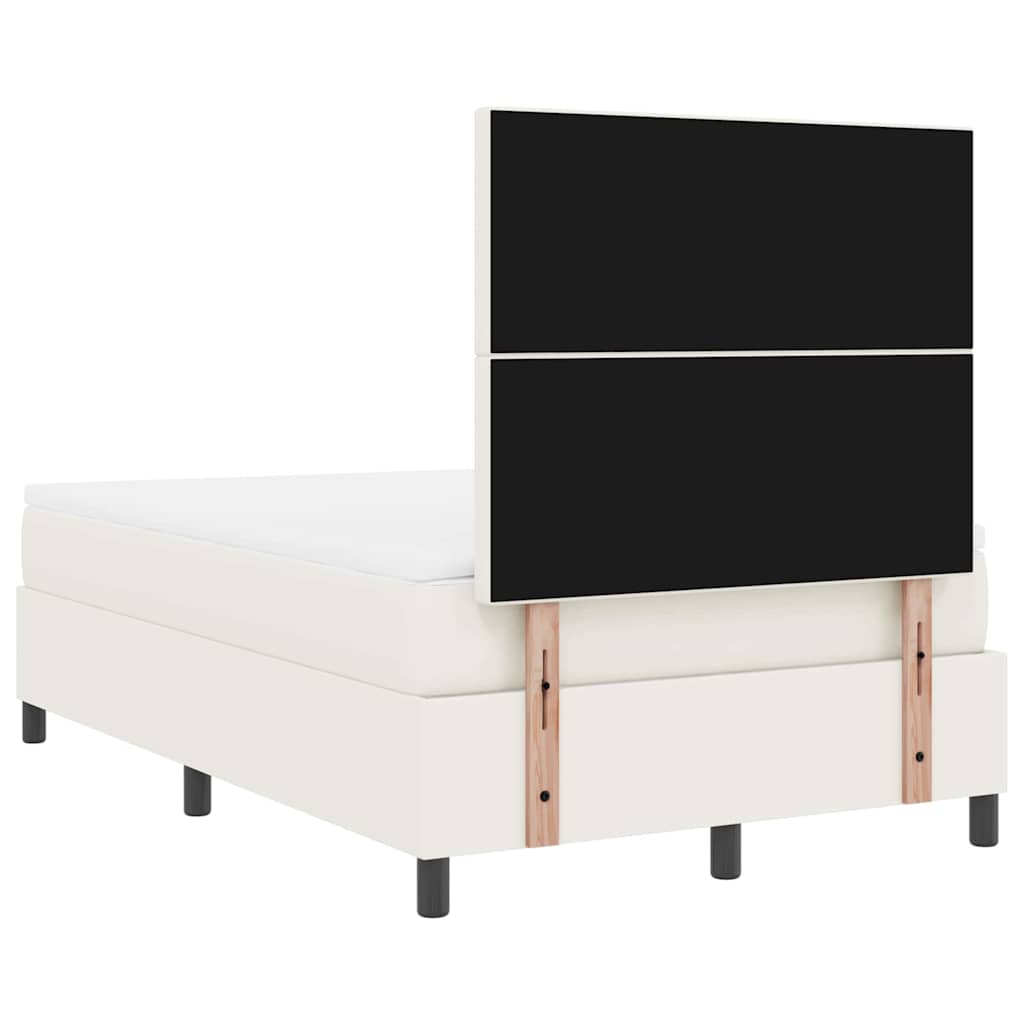 vidaXL Łóżko sprężynowe Z zagłówkiem Kremowy i Biały 120 x 200 cm