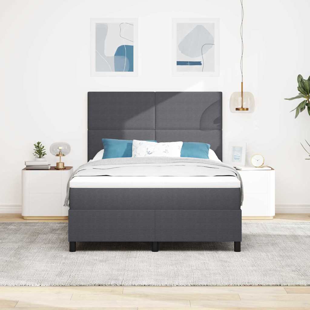 vidaXL Łóżko sprężynowe Z zagłówkiem Ciemnoszary i biały 140 x 190 cm