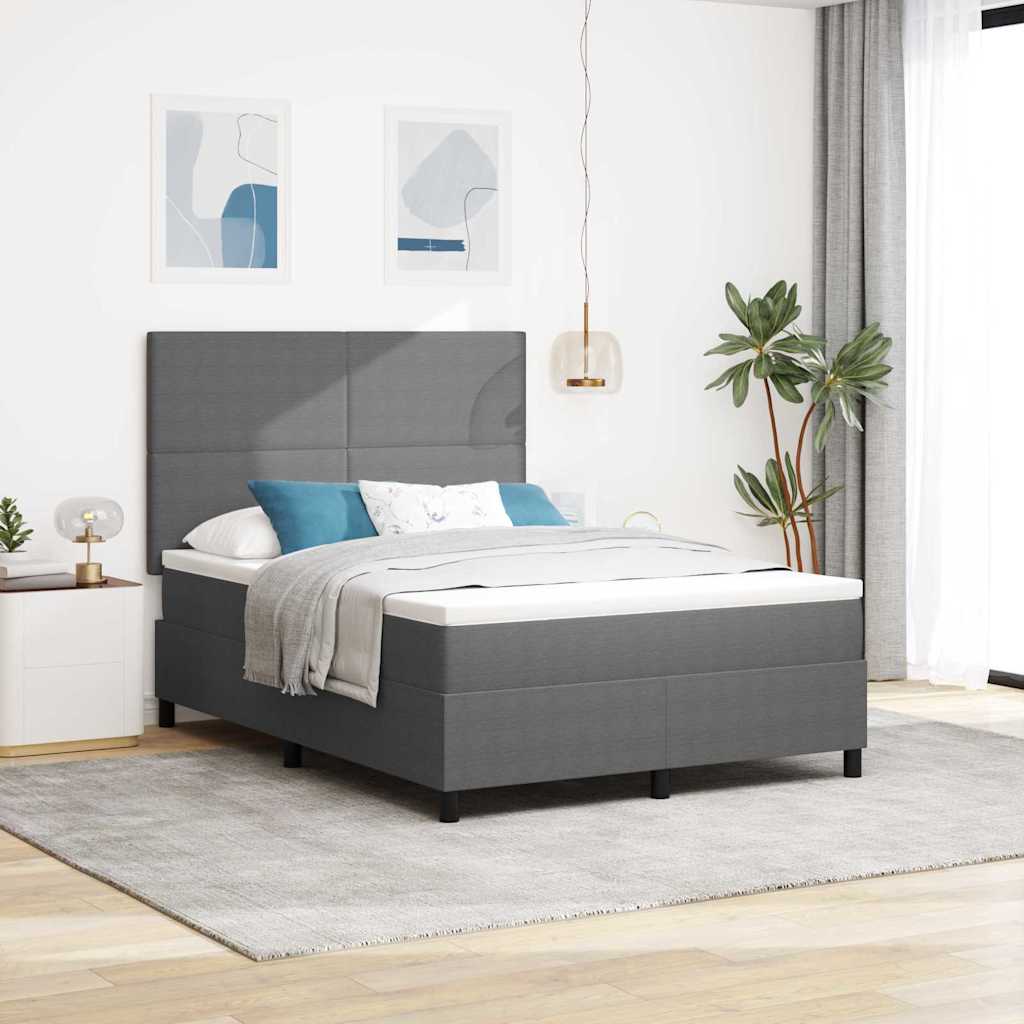 vidaXL Łóżko sprężynowe Z zagłówkiem Jasnoszary i biały. 160 x 200 cm