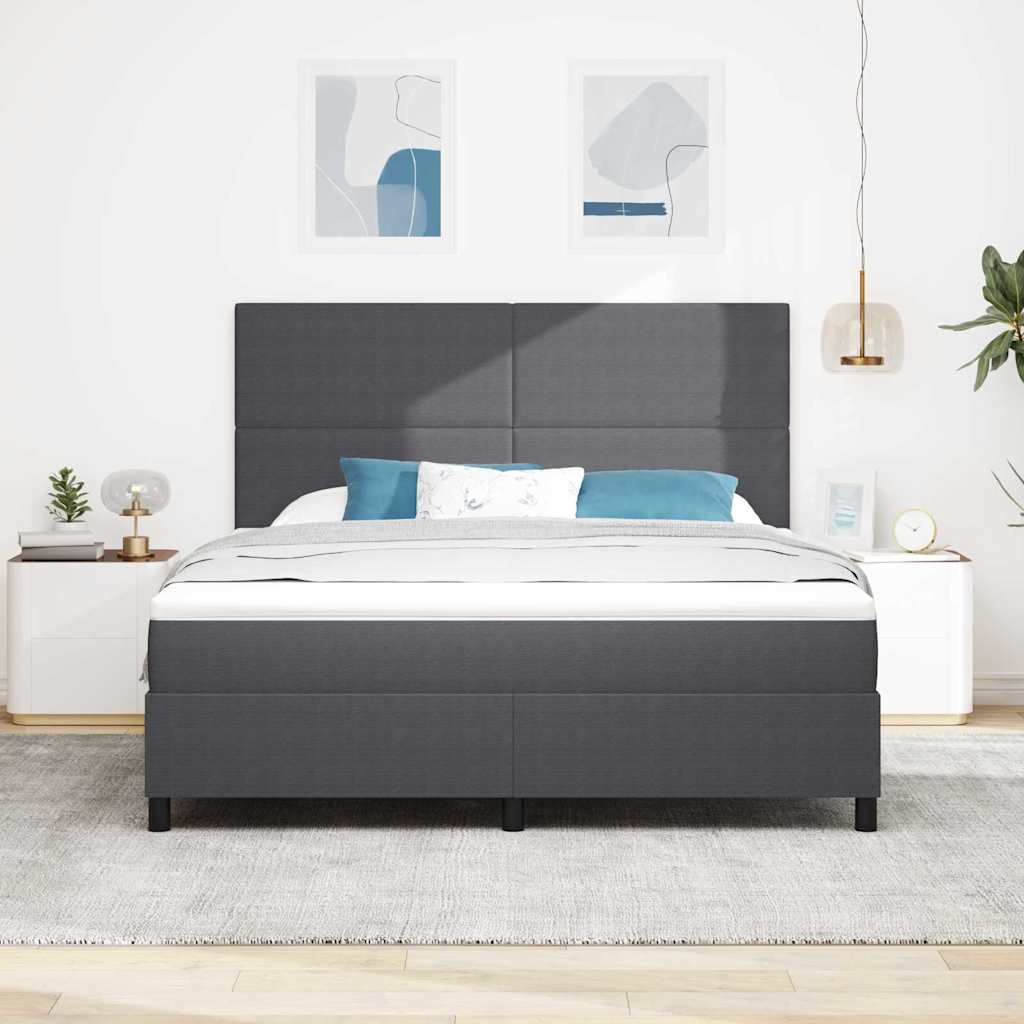 vidaXL Łóżko sprężynowe Z zagłówkiem Ciemnoszary i biały 180 x 200 cm