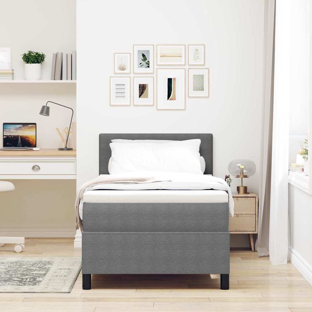 vidaXL Łóżko z sprężyną LED Jasnoszary i biały. 100 x 200 cm