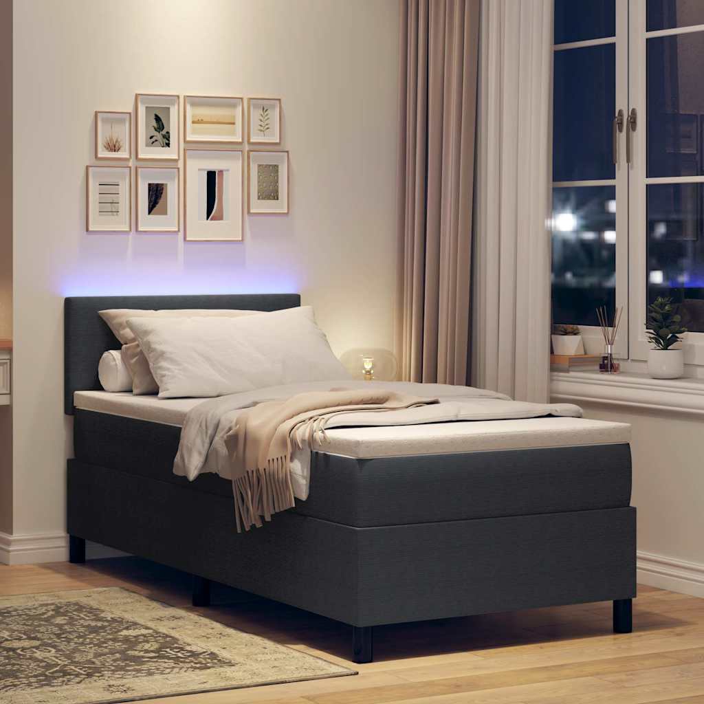 vidaXL Łóżko z sprężyną LED Ciemnoszary i biały 100 x 200 cm
