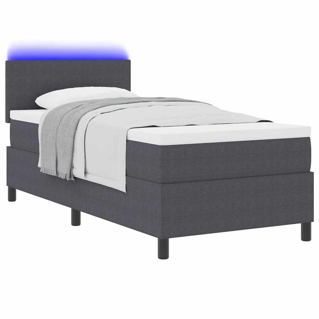 vidaXL Łóżko z sprężyną LED Ciemnoszary i biały 100 x 200 cm