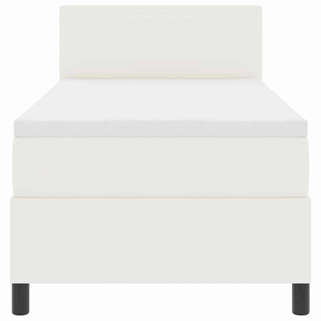 vidaXL Łóżko z sprężyną LED Z zagłówkiem Kremowy i Biały 100 x 200 cm