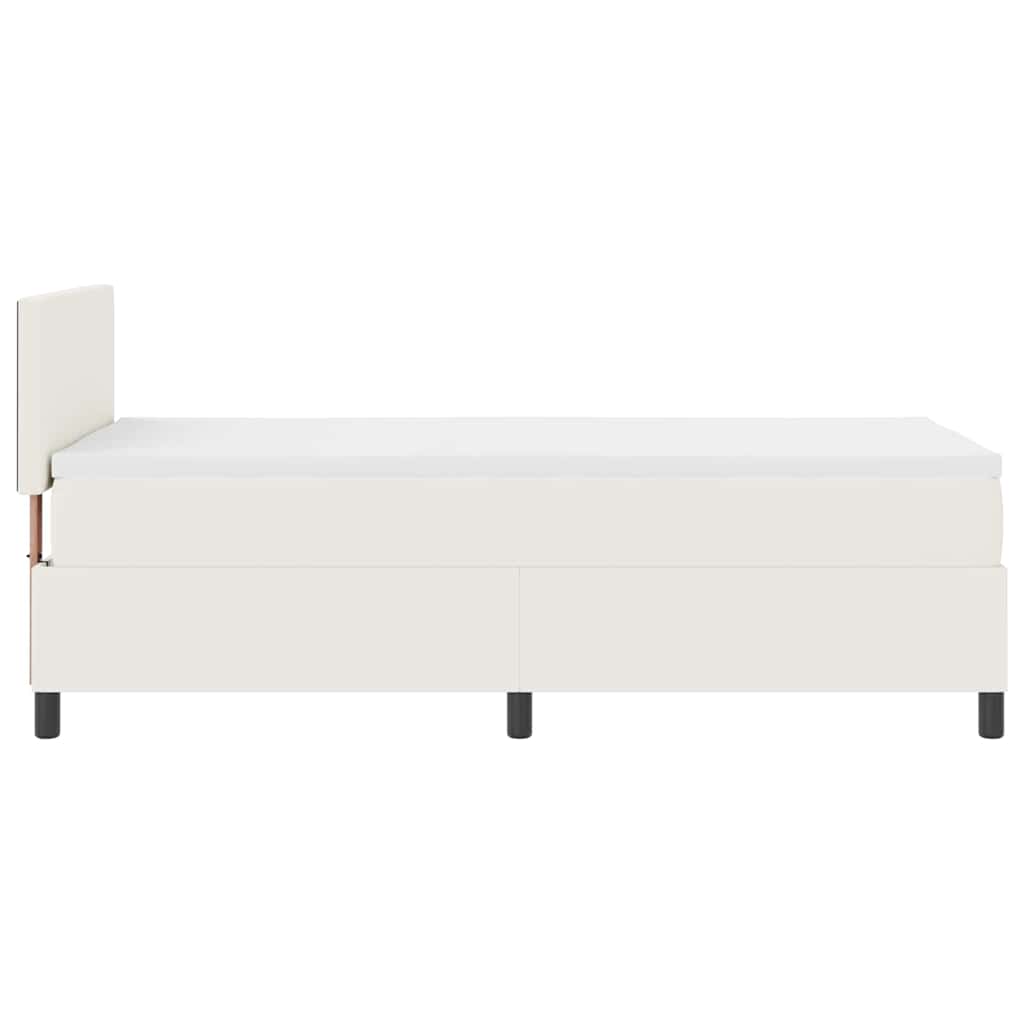 vidaXL Łóżko z sprężyną LED Z zagłówkiem Kremowy i Biały 100 x 200 cm