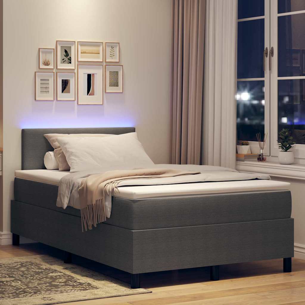 vidaXL Łóżko z sprężyną LED Jasnoszary i biały. 120 x 190 cm