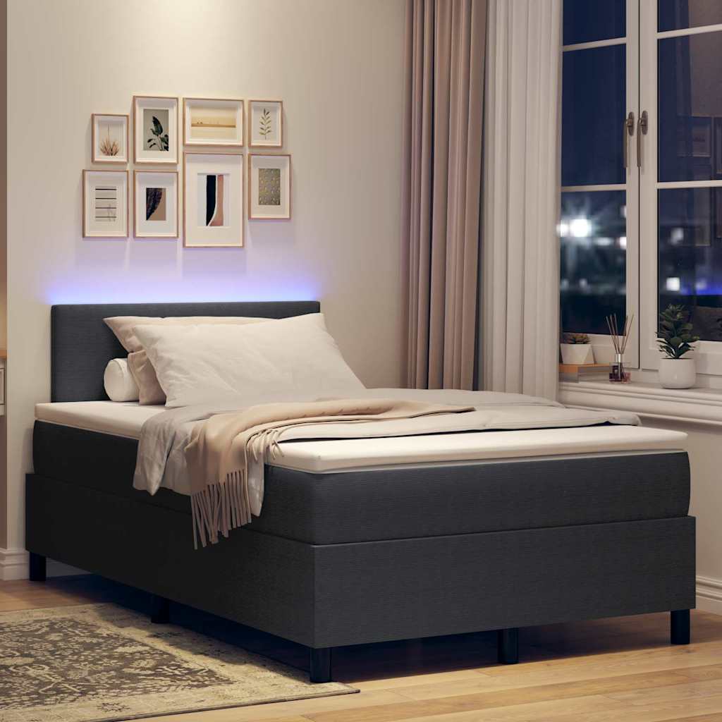 vidaXL Łóżko z sprężyną LED Ciemnoszary i biały 120 x 190 cm
