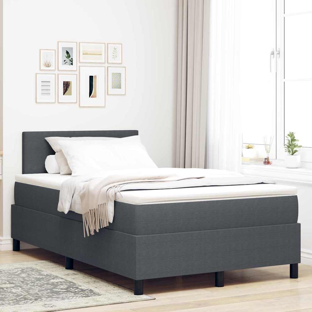 vidaXL Łóżko z sprężyną LED Ciemnoszary i biały 120 x 190 cm