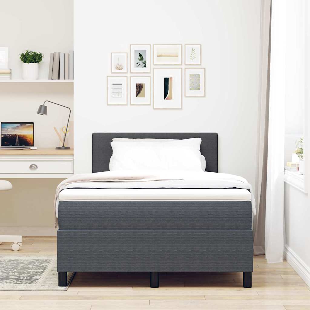 vidaXL Łóżko z sprężyną LED Ciemnoszary i biały 120 x 190 cm