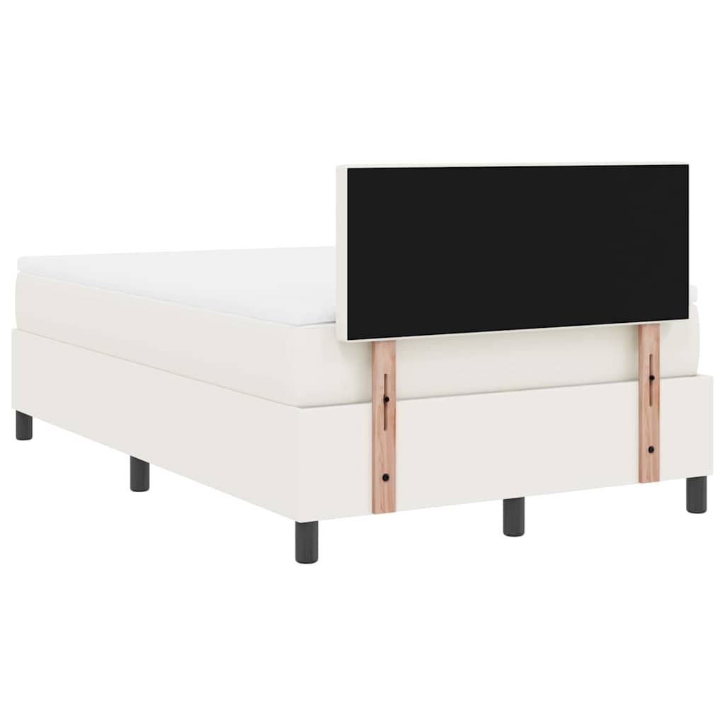 vidaXL Łóżko z sprężyną LED Z zagłówkiem Kremowy i Biały 120 x 190 cm