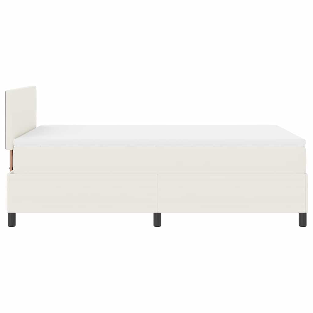 vidaXL Łóżko z sprężyną LED Z zagłówkiem Kremowy i Biały 120 x 190 cm
