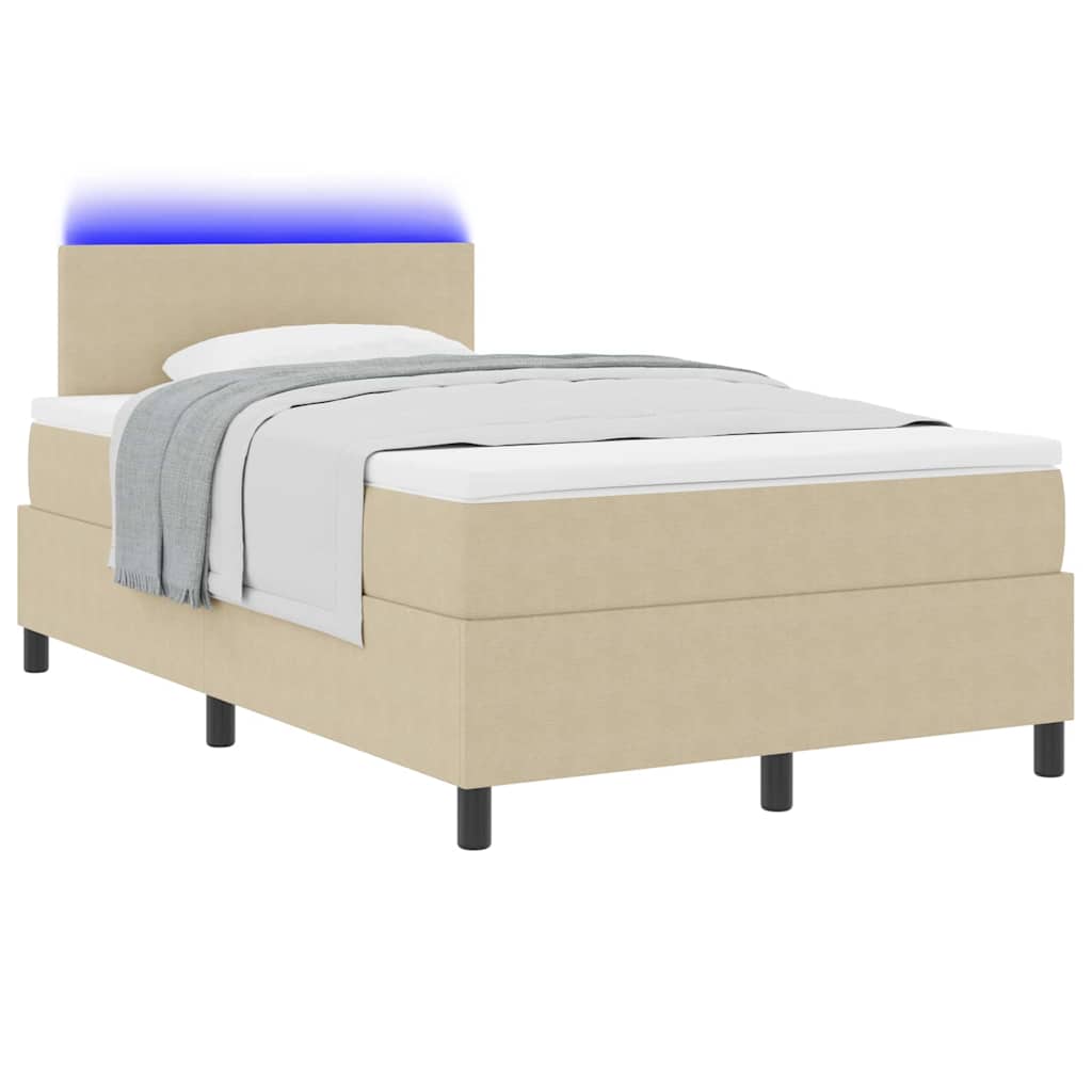 vidaXL Łóżko z sprężyną LED Jasnoszary i biały. 120 x 190 cm