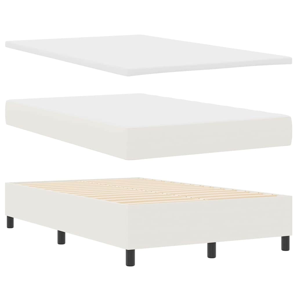 vidaXL Łóżko z sprężyną LED Z zagłówkiem Kremowy i Biały 120 x 200 cm